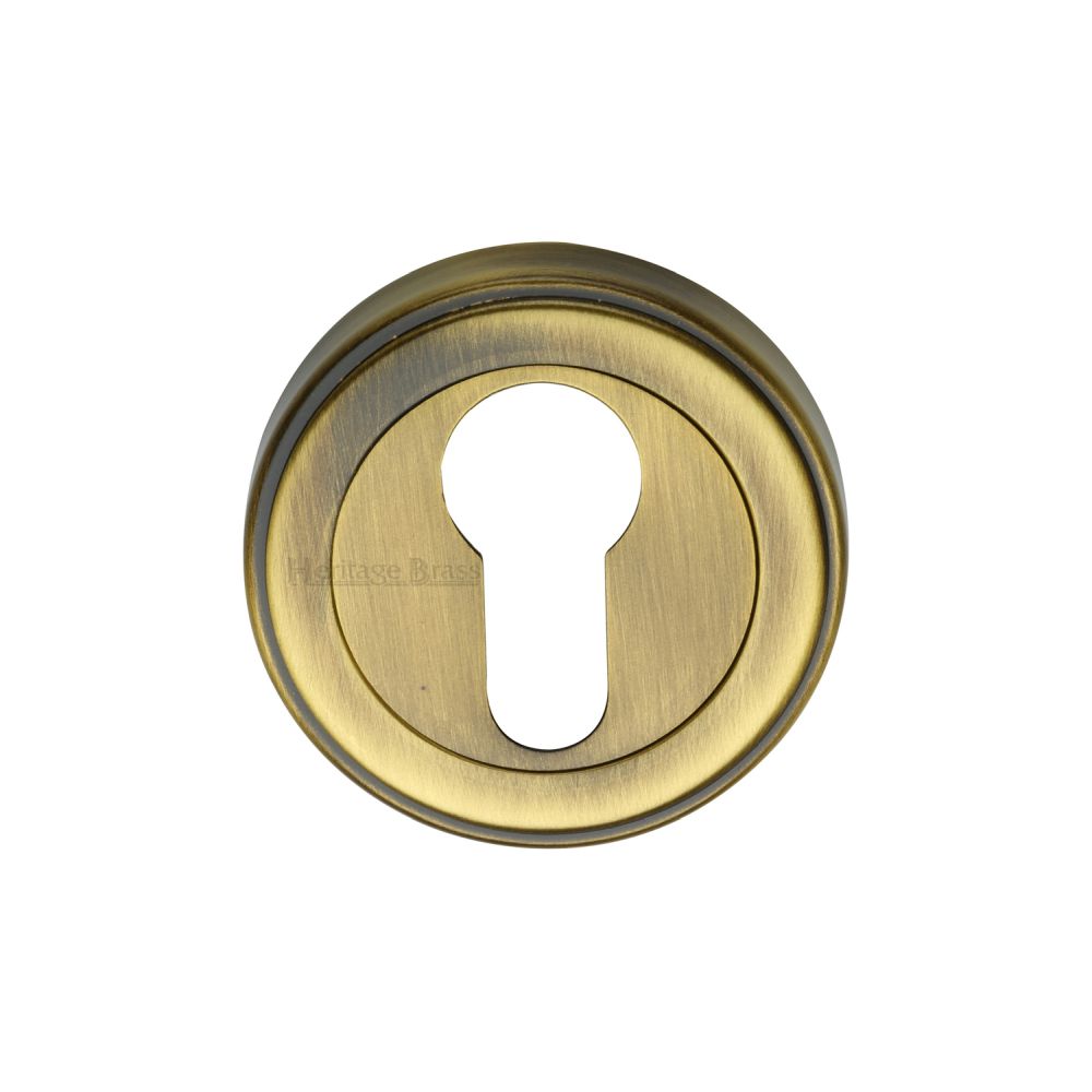 This is an image of a Heritage Brass - Euro Profile Cylinder Escutcheon Antique Brass Finish, erd7020-at that is available to order from T.H Wiggans Ironmongery in Kendal.