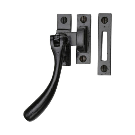This is an image of a M.Marcus - Black Iron Rustic Casement Window Fastener, fb1008-mp-hp that is available to order from T.H Wiggans Ironmongery in Kendal.