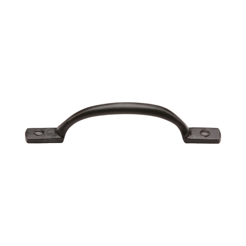 This is an image of a M.Marcus - Black Iron Rustic Cabinet Pull Russell Design 152mm, fb1090-152 that is available to order from T.H Wiggans Ironmongery in Kendal.