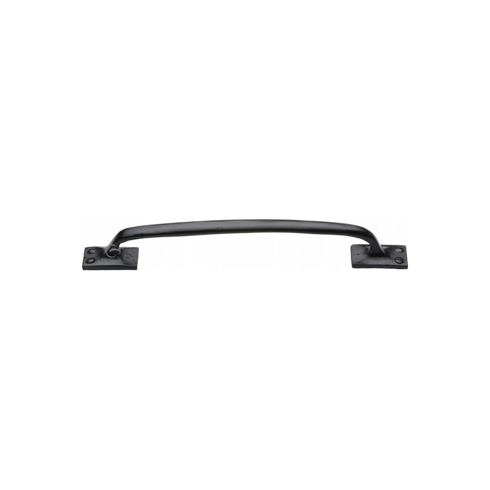This is an image of a M.Marcus - Black Iron Rustic Cabinet Pull Offset Design 260mm, fb1145-260 that is available to order from T.H Wiggans Ironmongery in Kendal.