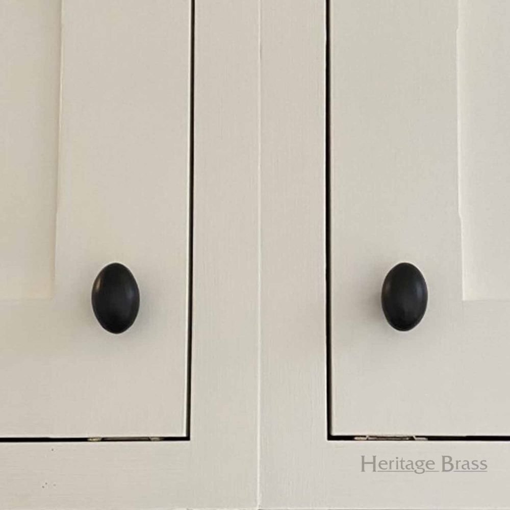 This is an image of a M.Marcus - Black Iron Rustic Cabinet Knob Oval Design 38mm, fb118-38 that is available to order from T.H Wiggans Ironmongery in Kendal.