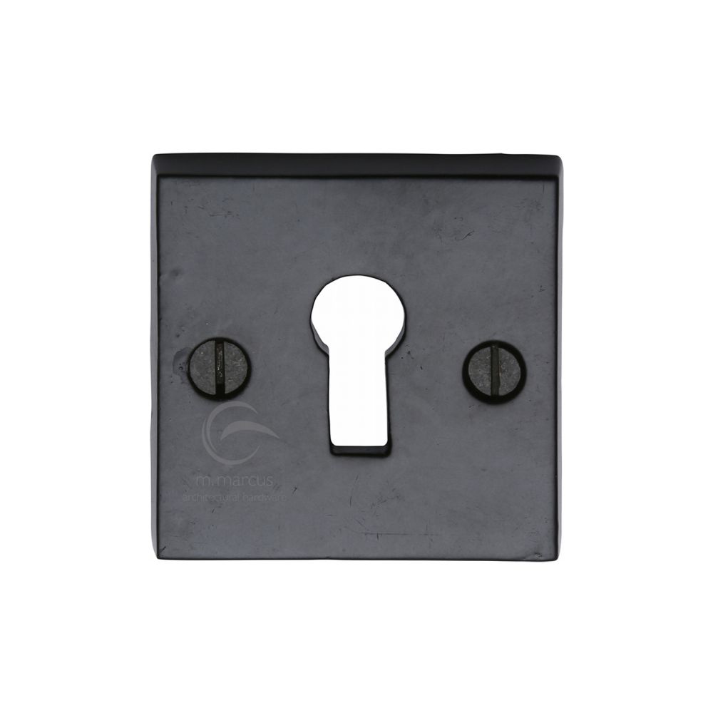 This is an image of a M.Marcus - Black Iron Rustic Key Escutcheon Square, fb159 that is available to order from T.H Wiggans Ironmongery in Kendal.