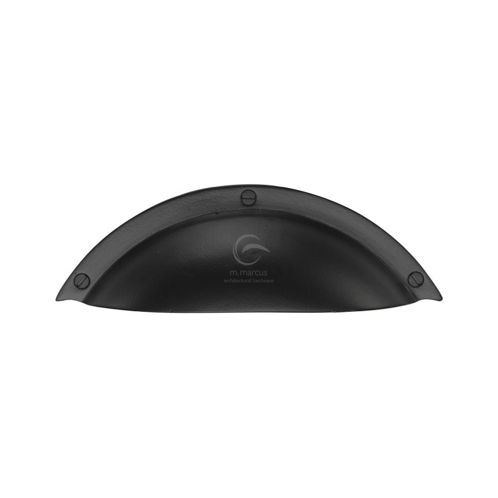 This is an image of a M.Marcus - Black Iron Rustic Elongated Cabinet Drawer Pull, fb1710 that is available to order from T.H Wiggans Ironmongery in Kendal.