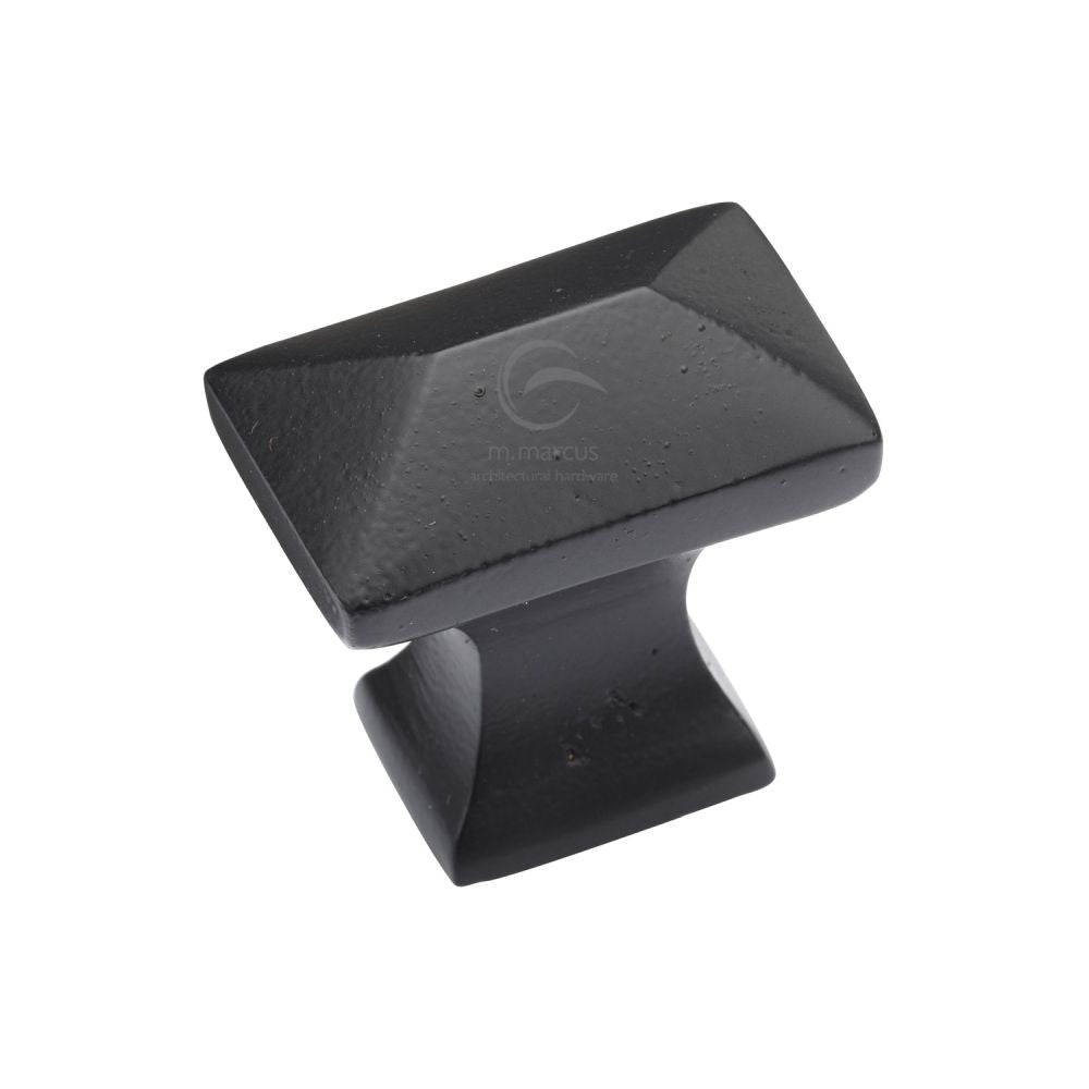 This is an image of a M.Marcus - Black Iron Rustic Cabinet Knob Pyramid Design 35mm, fb2232 that is available to order from T.H Wiggans Ironmongery in Kendal.
