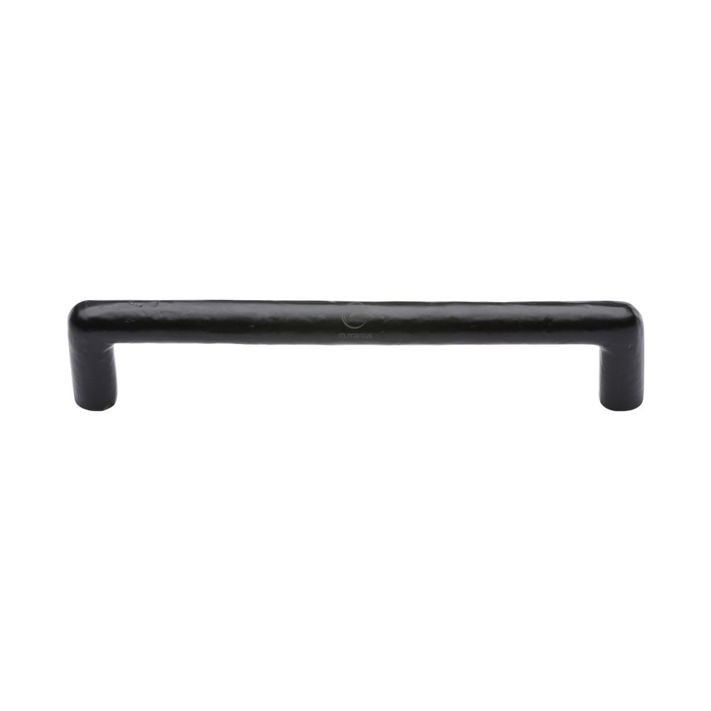 This is an image of a M.Marcus - Black Iron Rustic Cabinet Pull Round Design 160mm CTC, fb331-160 that is available to order from T.H Wiggans Ironmongery in Kendal.