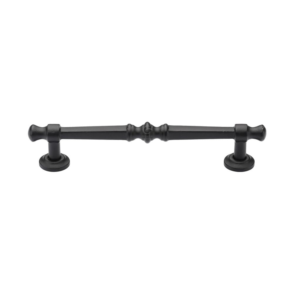 This is an image of a M.Marcus - Black Iron Rustic Cabinet Pull Period Design 160mm CTC, fb3343-160 that is available to order from T.H Wiggans Ironmongery in Kendal.