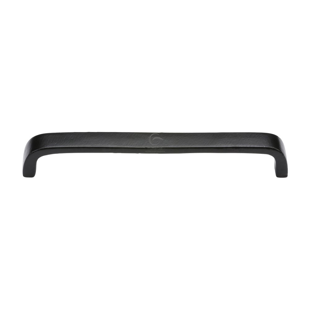 This is an image of a M.Marcus - Black Iron Rustic Cabinet Pull D Shaped 192mm CTC, fb341-192 that is available to order from T.H Wiggans Ironmongery in Kendal.