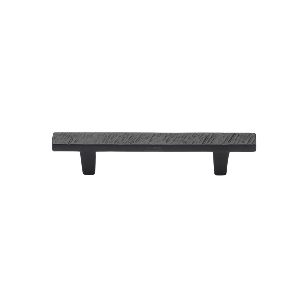 This is an image of a M.Marcus - Black Iron Rustic Cabinet Pull Textured Design 96mm CTC, fb3425-96 that is available to order from T.H Wiggans Ironmongery in Kendal.