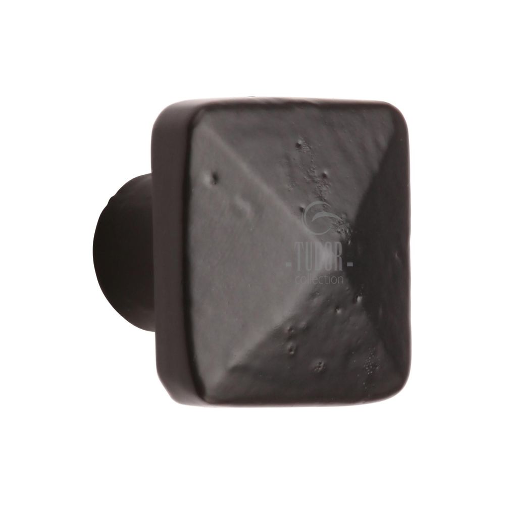 This is an image of a M.Marcus - Black Iron Rustic Cabinet Knob Square Pyramid Design 32mm, fb390-32 that is available to order from T.H Wiggans Ironmongery in Kendal.