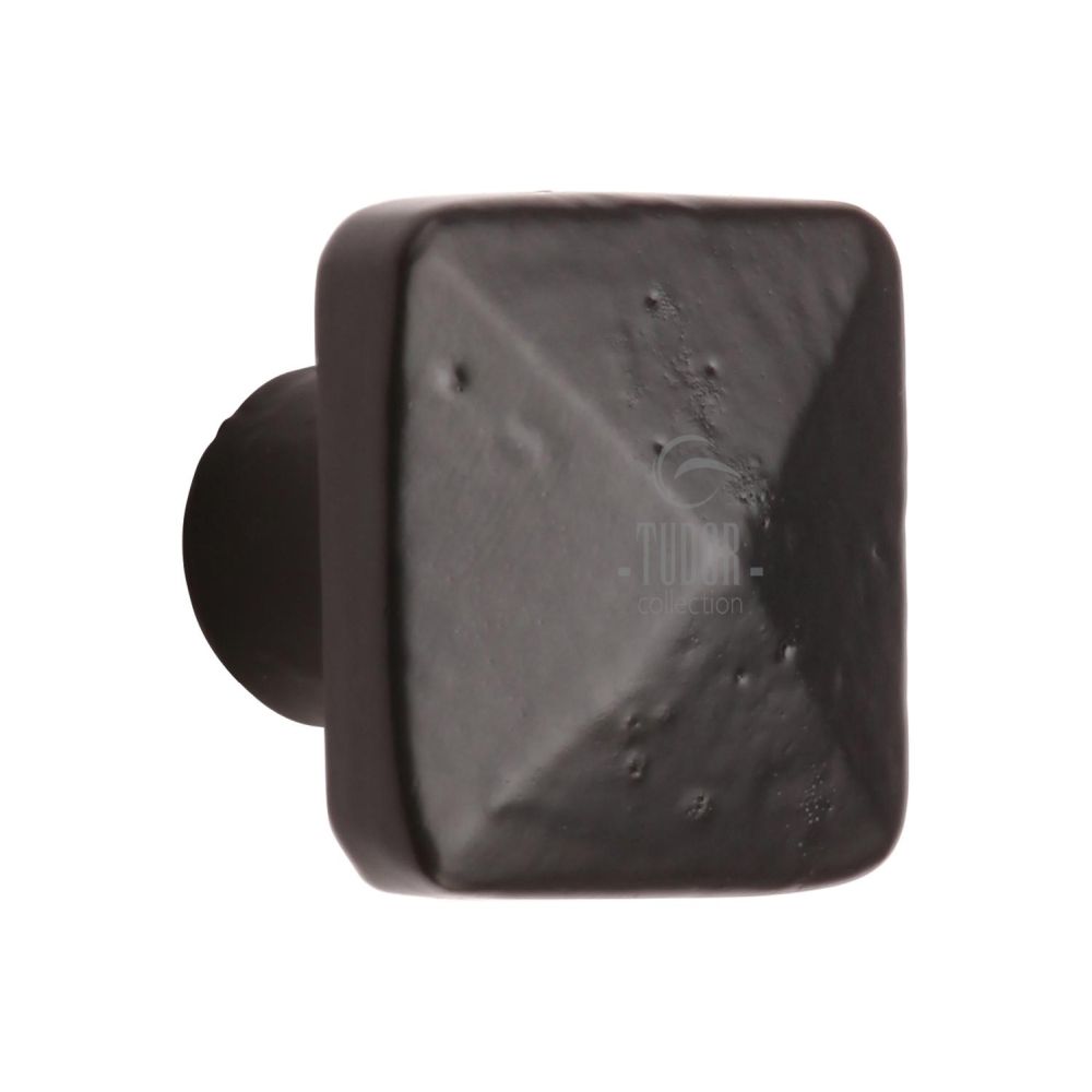 This is an image of a M.Marcus - Black Iron Rustic Cabinet Knob Square Pyramid Design 38mm, fb390-38 that is available to order from T.H Wiggans Ironmongery in Kendal.