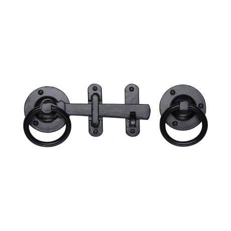 This is an image of a M.Marcus - Black Iron Rustic Ring Handle Gate Latch, fb541 that is available to order from T.H Wiggans Ironmongery in Kendal.