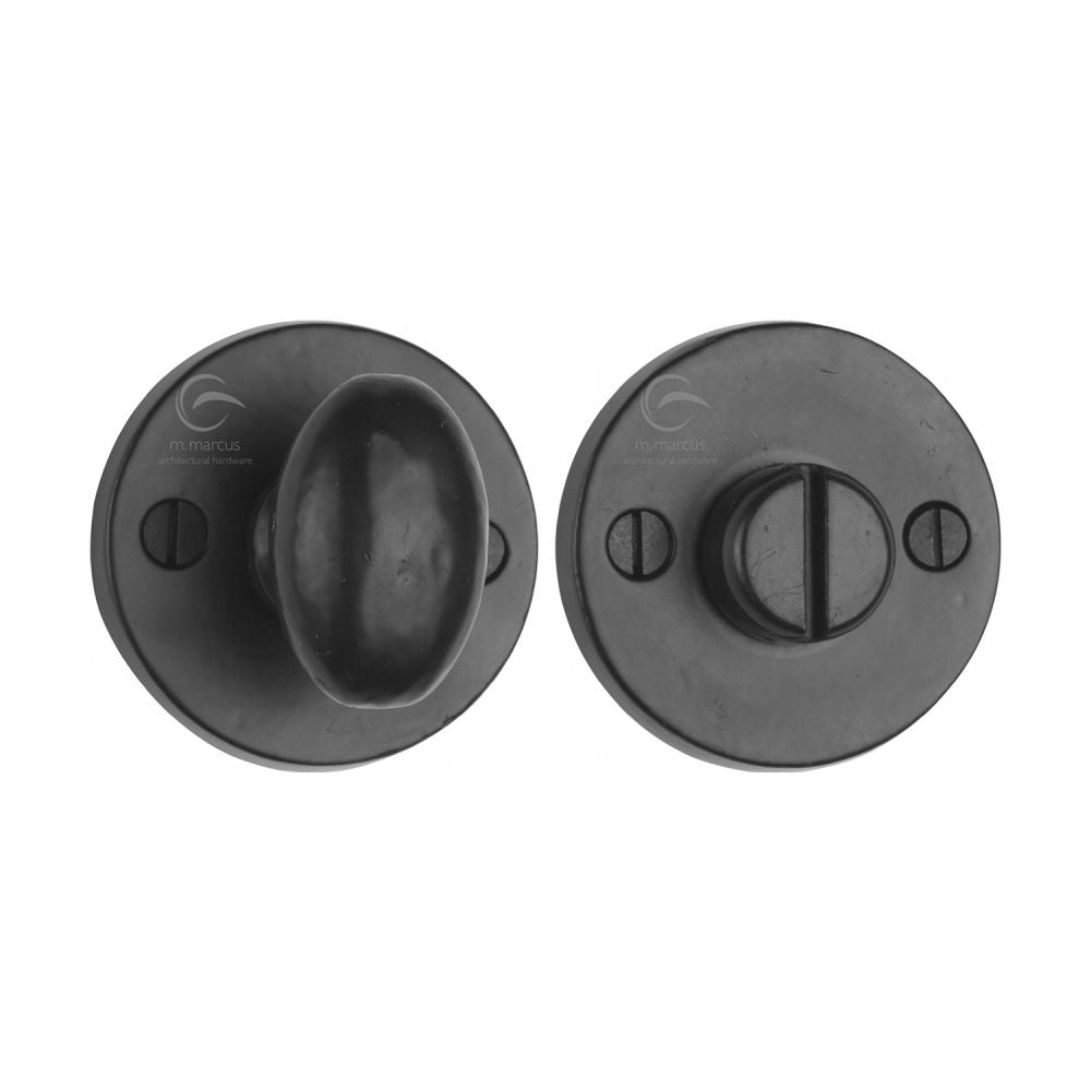 This is an image of a M.Marcus - Black Iron Rustic Round Thumbturn & Emergency Release for Bathroom &, fb555 that is available to order from T.H Wiggans Ironmongery in Kendal.