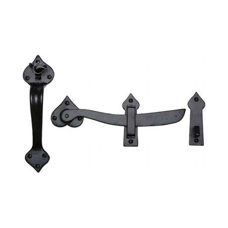 This is an image of a M.Marcus - Black Iron Rustic Gate Latch, fb568 that is available to order from T.H Wiggans Ironmongery in Kendal.