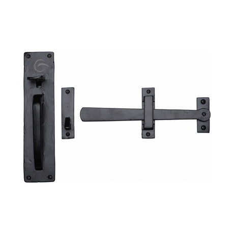 This is an image of a M.Marcus - Black Iron Rustic Gate Latch, fb571 that is available to order from T.H Wiggans Ironmongery in Kendal.
