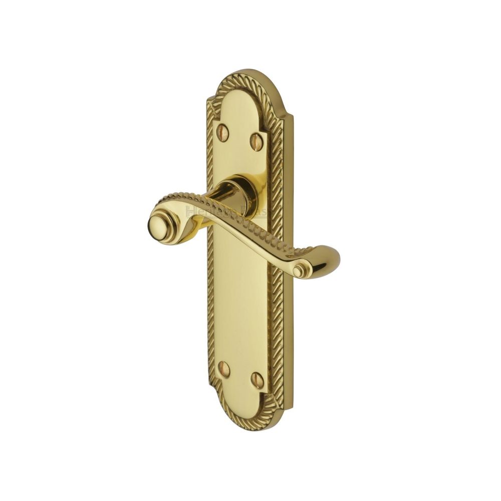This is an image of a Heritage Brass - Door Handle Lever Latch Gainsborough Design Polished Brass Finish, g020-pb that is available to order from T.H Wiggans Ironmongery in Kendal.