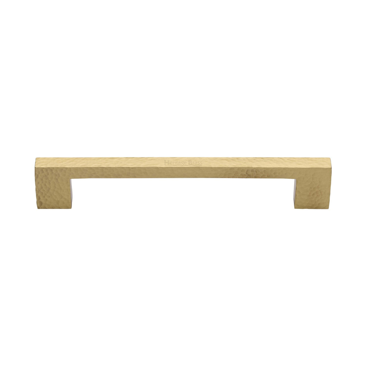 This is an image of a Heritage Brass - Cabinet Pull Metro Hammered Design 160mm CTC Satin Brass Finish, ham0337-160-sb that is available to order from T.H Wiggans Ironmongery in Kendal.