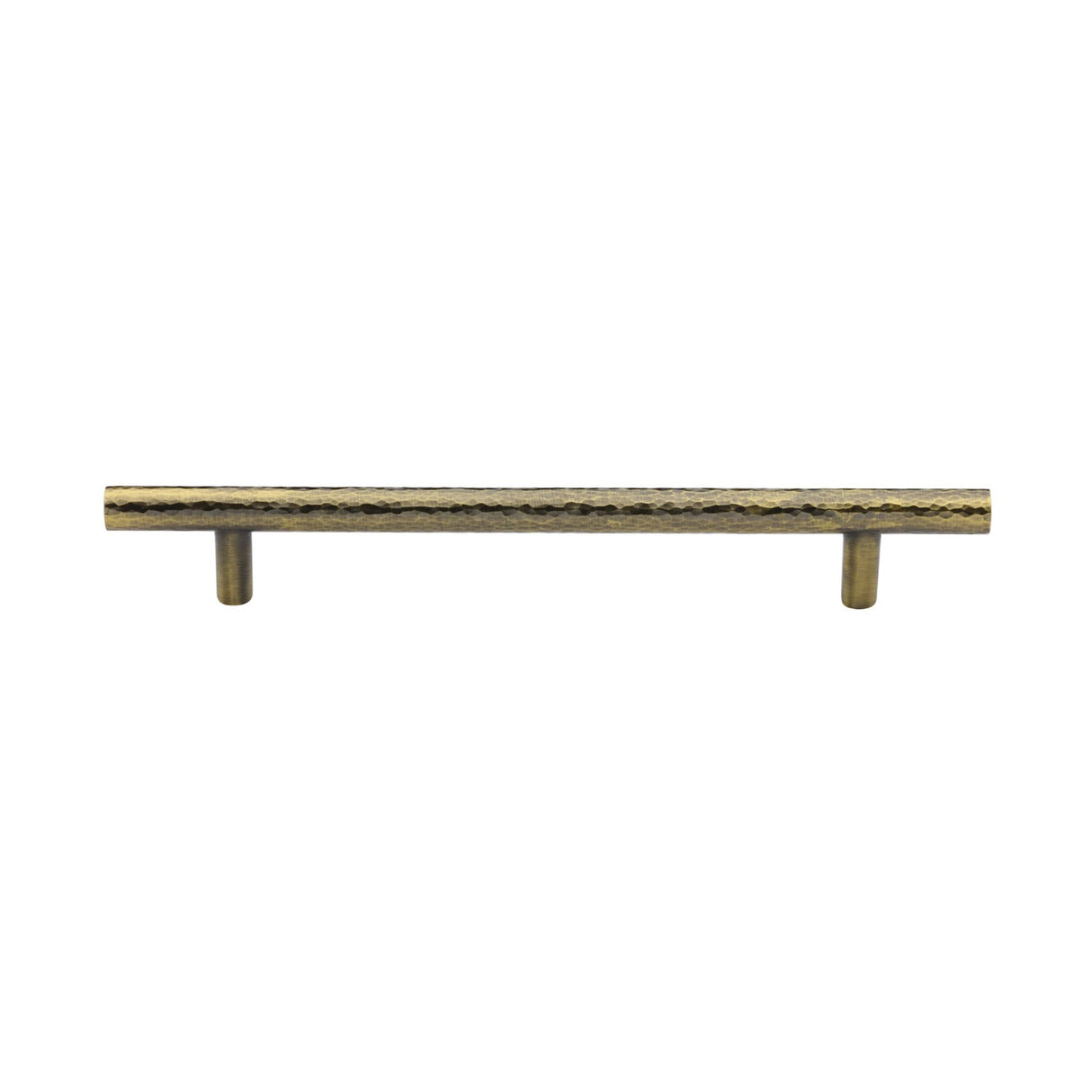 This is an image of a Heritage Brass - Cabinet Pull T-Bar Hammered Design 160mm CTC Antique Brass Finish, ham0361-160-at that is available to order from T.H Wiggans Ironmongery in Kendal.