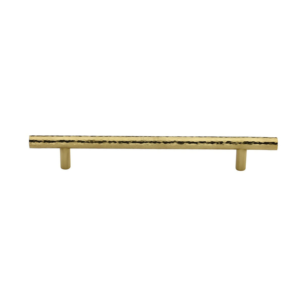 This is an image of a Heritage Brass - Cabinet Pull T-Bar Hammered Design 160mm CTC Polished Brass Finish, ham0361-160-pb that is available to order from T.H Wiggans Ironmongery in Kendal.