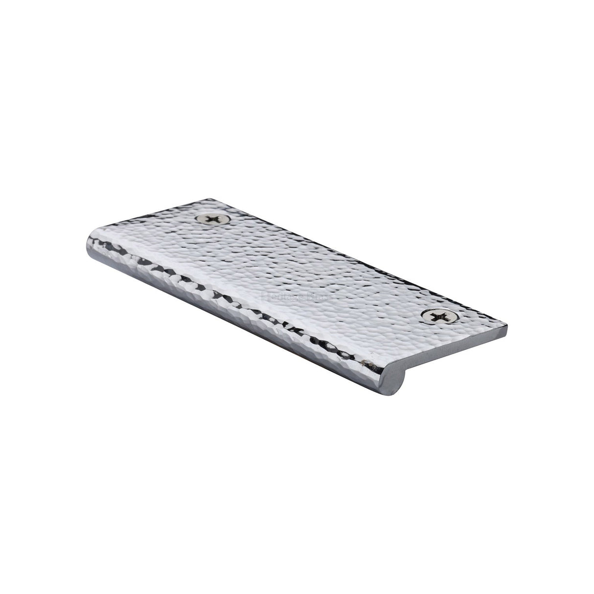 This is an image of a Heritage Brass - Hammered EP Edge Pull Cabinet Handle 100mm Polished Chrome finish, ham100-38-pc that is available to order from T.H Wiggans Ironmongery in Kendal.