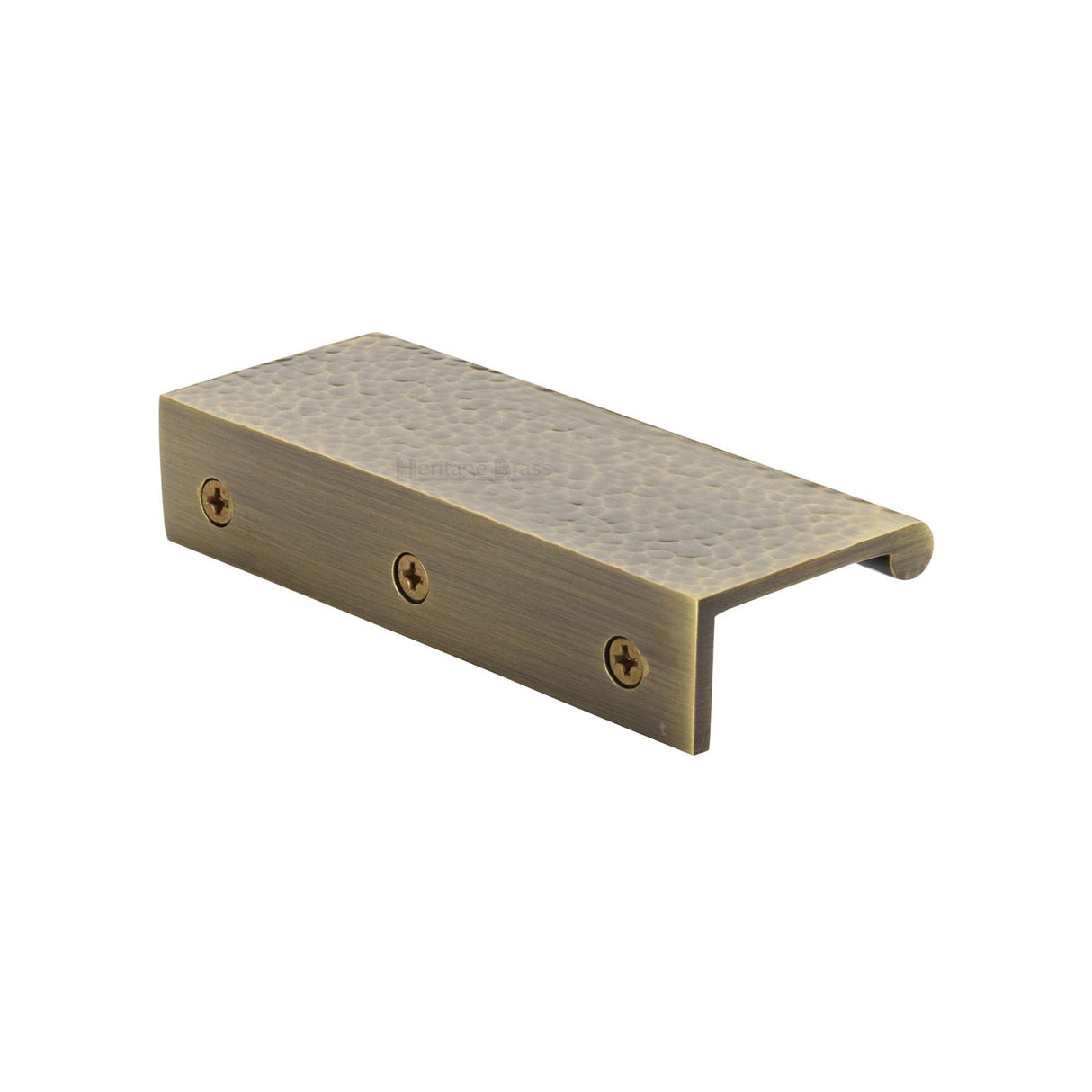 This is an image of a Heritage Brass - Hammered EPR Edge Pull Cabinet Handle 100mm Antique Brass finish, ham100-40-at that is available to order from T.H Wiggans Ironmongery in Kendal.