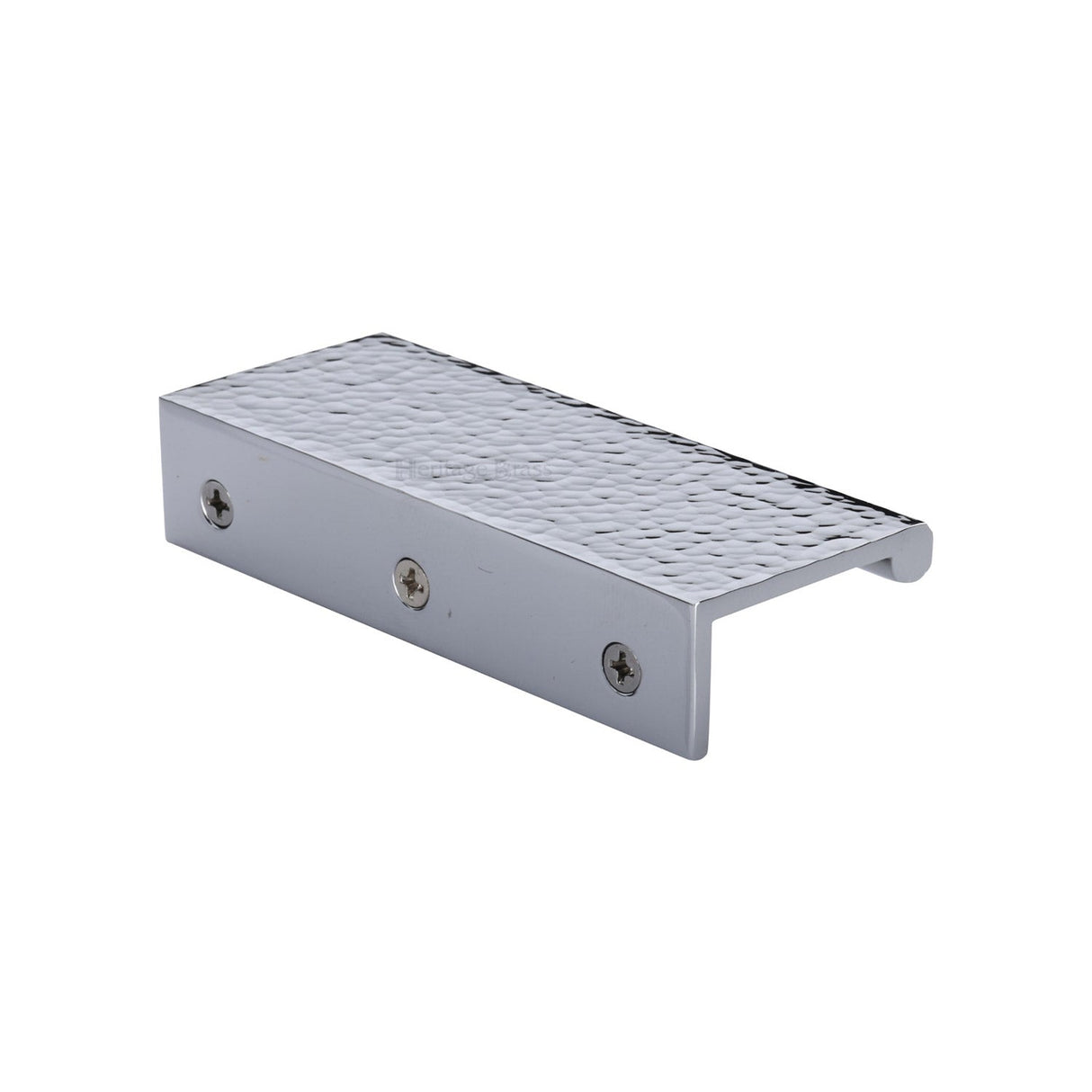 This is an image of a Heritage Brass - Hammered EPR Edge Pull Cabinet Handle 100mm Polished Chrome finish, ham100-40-pc that is available to order from T.H Wiggans Ironmongery in Kendal.