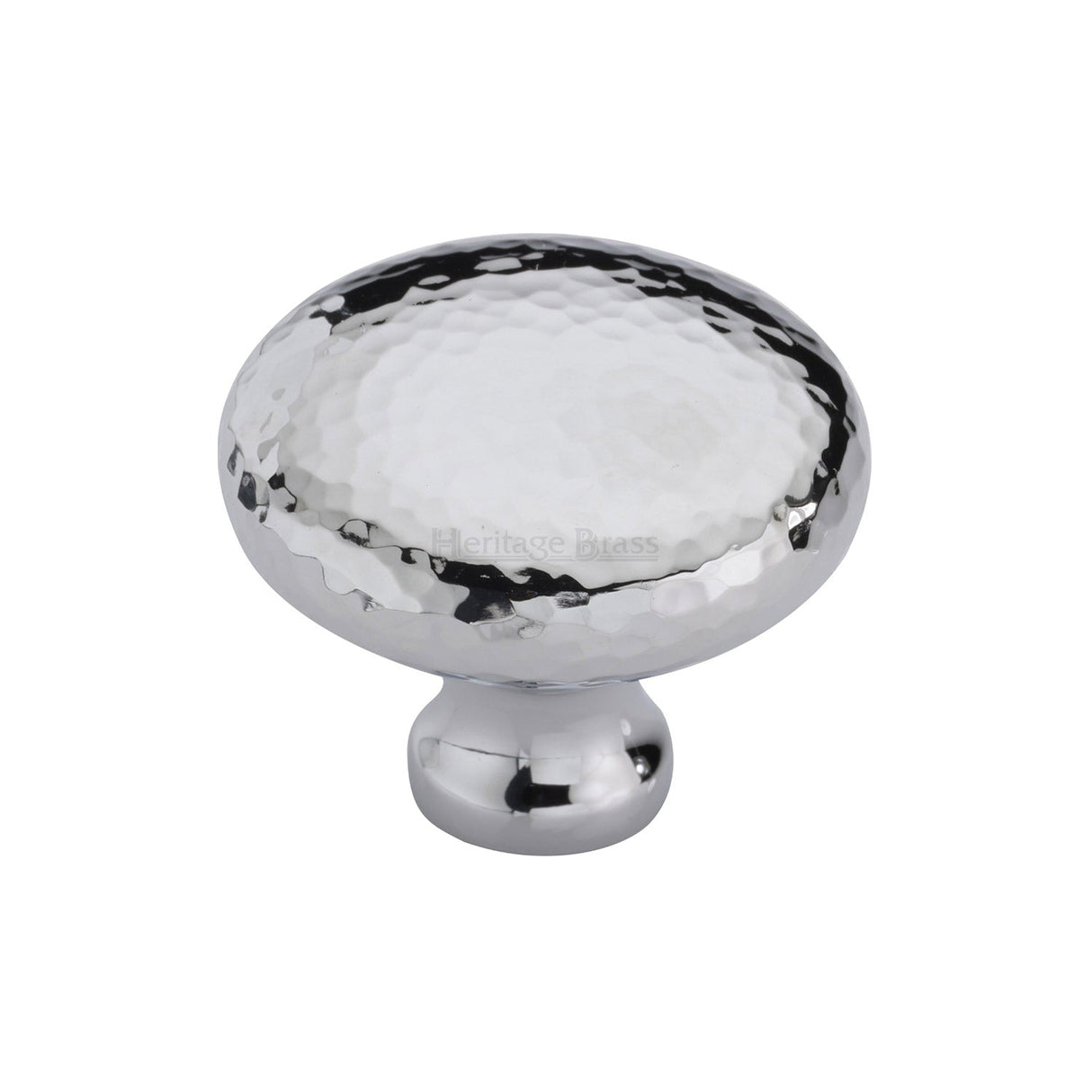 This is an image of a Heritage Brass - Cabinet Knob Victorian Round Hammered Design 38mm Polished Chrome finish, ham113-38-pc that is available to order from T.H Wiggans Ironmongery in Kendal.