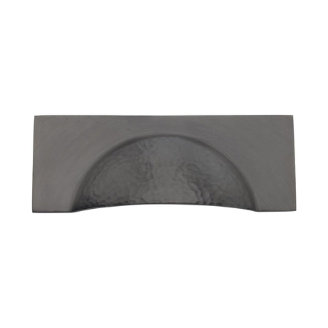 This is an image of a Heritage Brass - Drawer Cup Pull Hampshire Hammered Design 57mm CTC Matt Bronze Finish, ham2764-mb that is available to order from T.H Wiggans Ironmongery in Kendal.