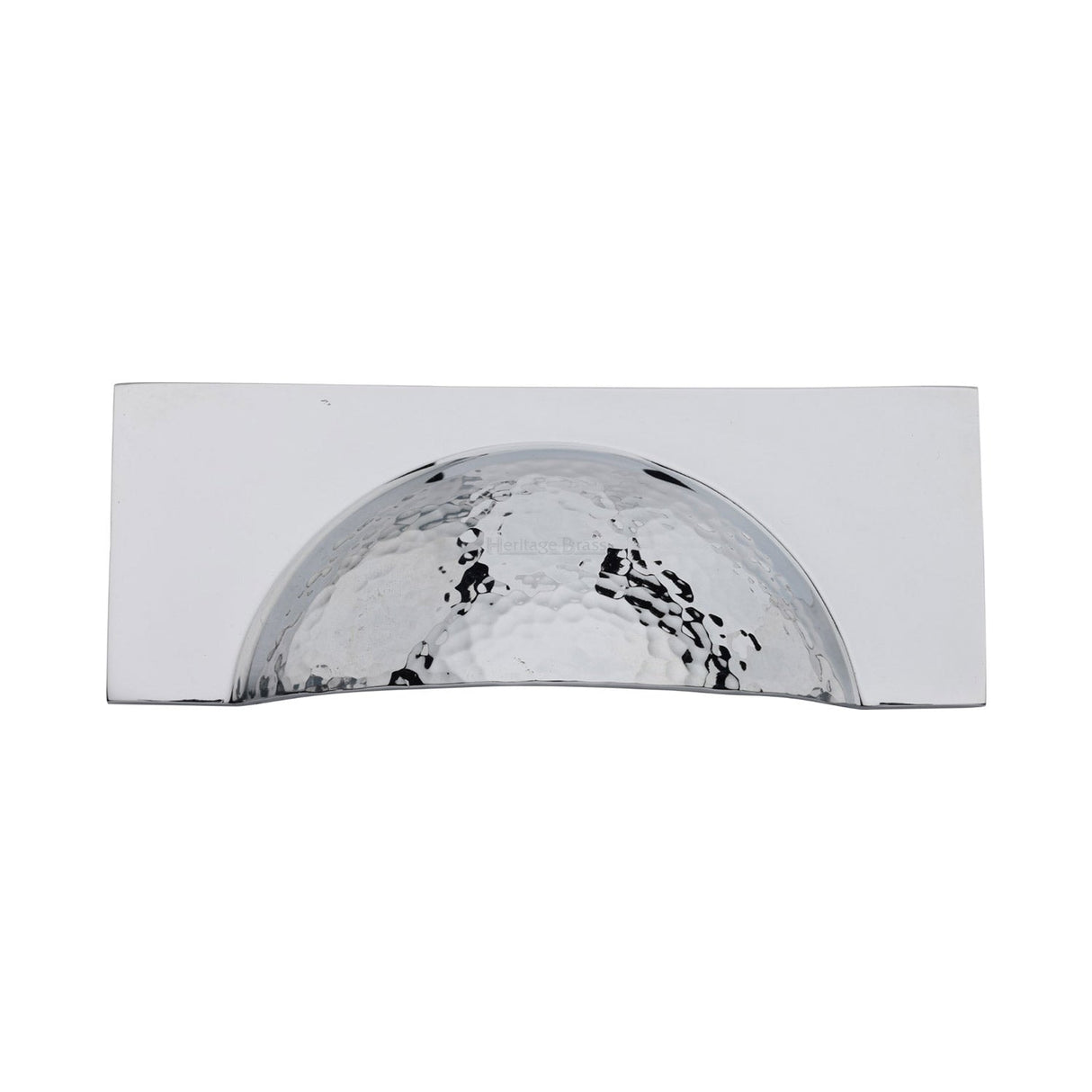 This is an image of a Heritage Brass - Drawer Cup Pull Hampshire Hammered Design 57mm CTC Polished Chrome Finish, ham2764-pc that is available to order from T.H Wiggans Ironmongery in Kendal.