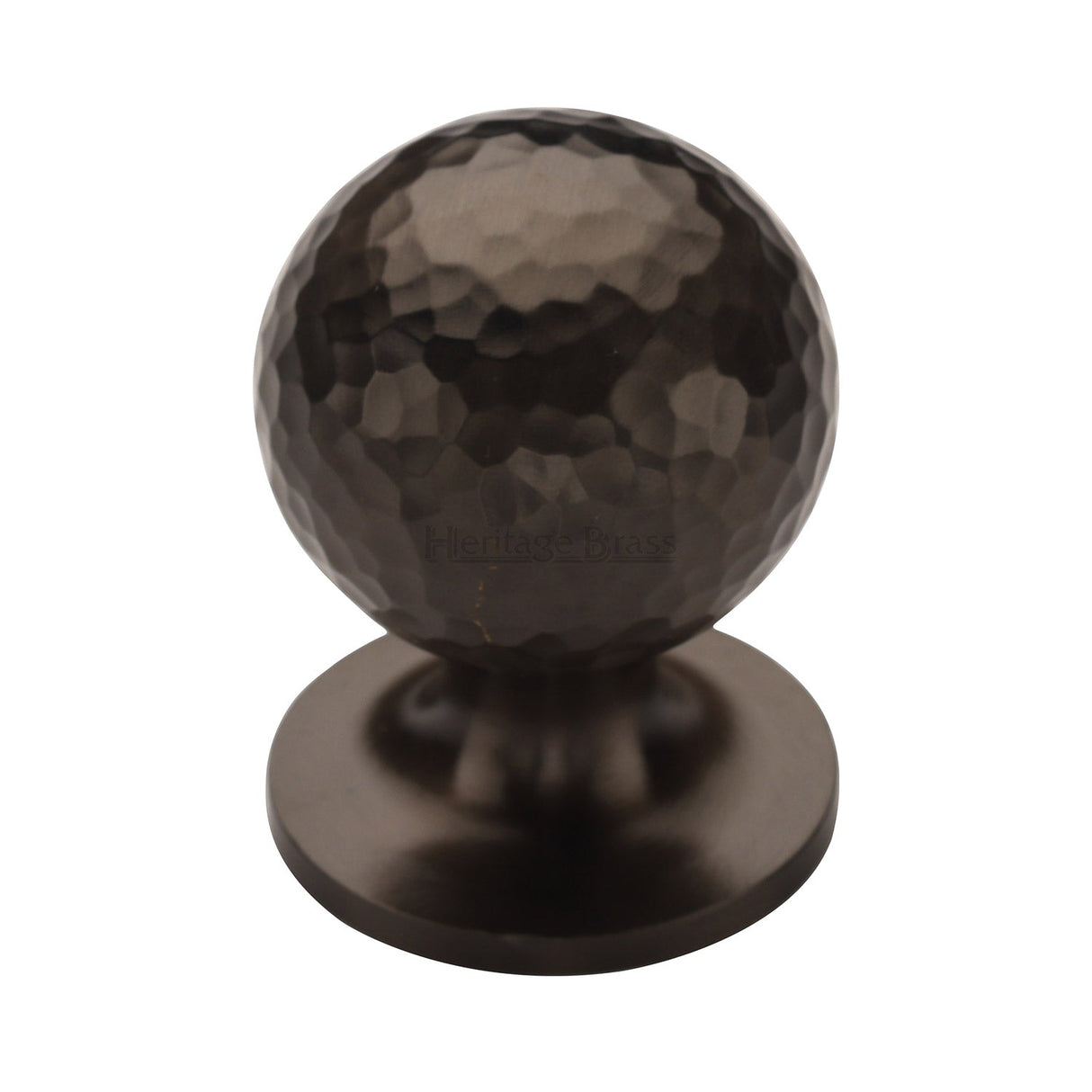 This is an image of a Heritage Brass - Cabinet Knob Ball Hammered Design 32mm Matt Bronze finish, ham8321-32-mb that is available to order from T.H Wiggans Ironmongery in Kendal.