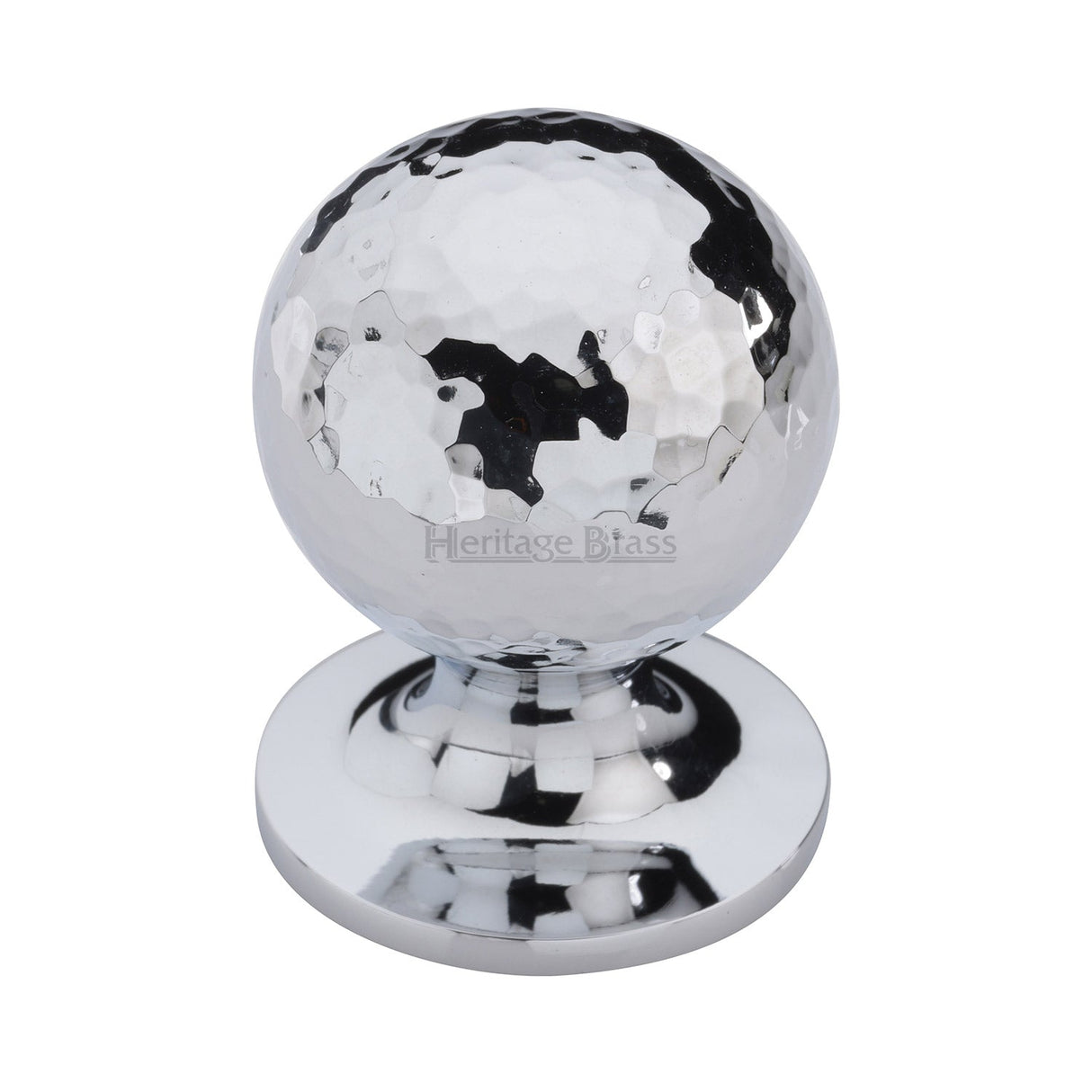 This is an image of a Heritage Brass - Cabinet Knob Ball Hammered Design 32mm Polished Chrome finish, ham8321-32-pc that is available to order from T.H Wiggans Ironmongery in Kendal.