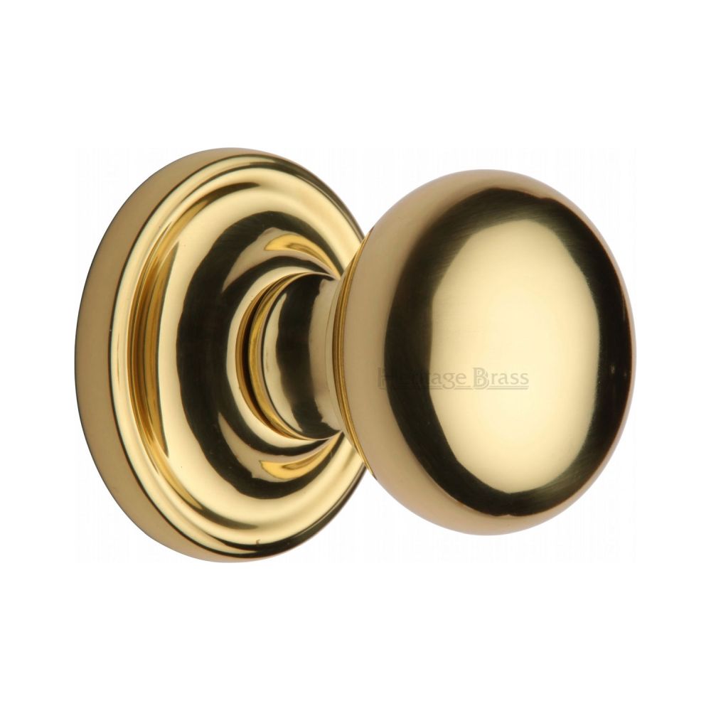 This is an image of a Heritage Brass - Mortice Knob on Rose Hampstead Design Polished Brass Finish, ham8361-pb that is available to order from T.H Wiggans Ironmongery in Kendal.