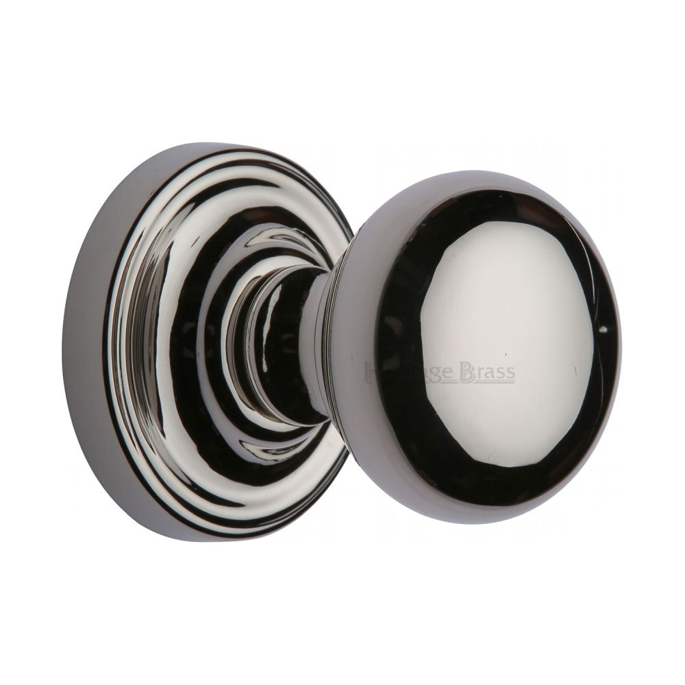 This is an image of a Heritage Brass - Mortice Knob on Rose Hampstead Design Polished Nickel Finish, ham8361-pnf that is available to order from T.H Wiggans Ironmongery in Kendal.