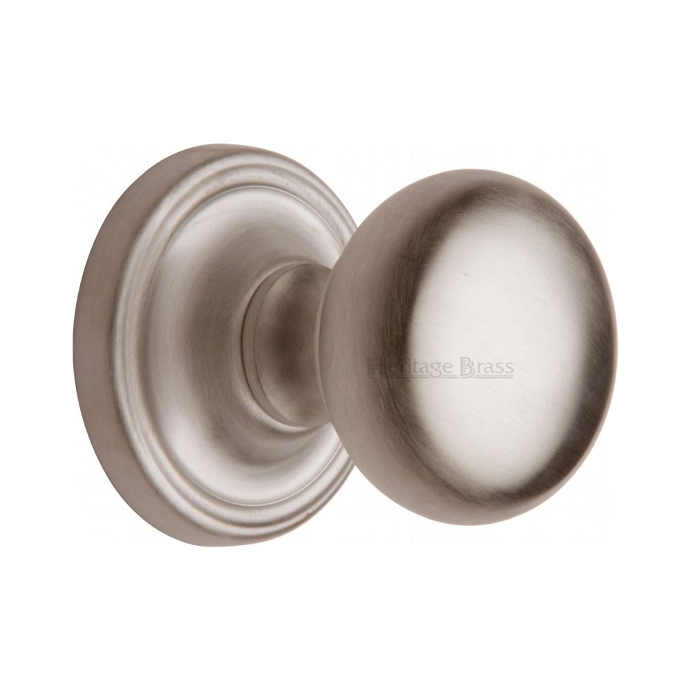This is an image of a Heritage Brass - Mortice Knob on Rose Hampstead Design Satin Nickel Finish, ham8361-sn that is available to order from T.H Wiggans Ironmongery in Kendal.