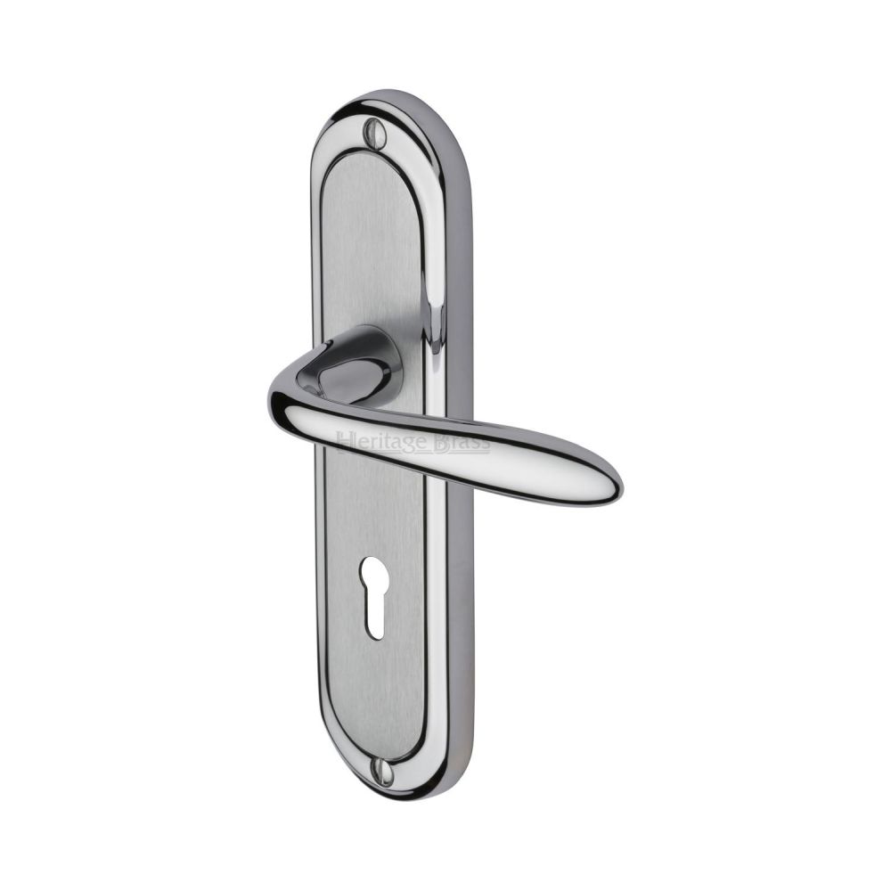 This is an image of a Heritage Brass - Door Handle Lever Lock Henley Design Apollo Finish, hen1200-ap that is available to order from T.H Wiggans Ironmongery in Kendal.