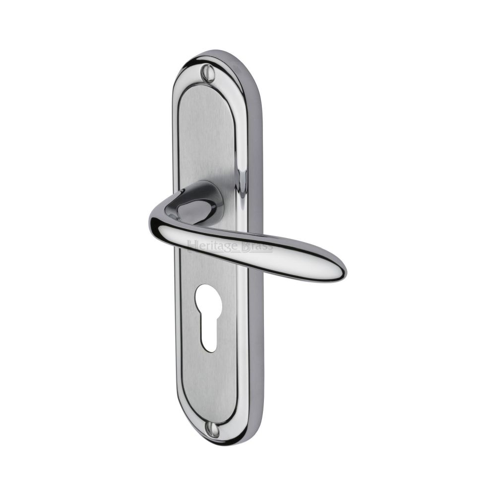 This is an image of a Heritage Brass - Door Handle for Euro Profile Plate Henley Design Apollo Finish, hen1248-ap that is available to order from T.H Wiggans Ironmongery in Kendal.