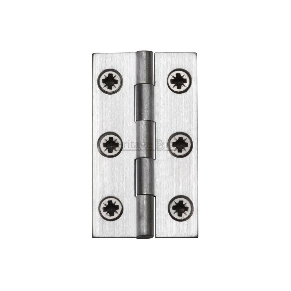 This is an image of a Heritage Brass - Hinge Brass 2" X 1 1/8" Satin Chrome Finish, hg99-115-sc that is available to order from T.H Wiggans Ironmongery in Kendal.