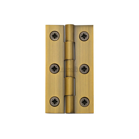 This is an image of a Heritage Brass - Hinge Brass 2 1/2" x 1 3/8" Antique Brass Finish, hg99-120-at that is available to order from T.H Wiggans Ironmongery in Kendal.