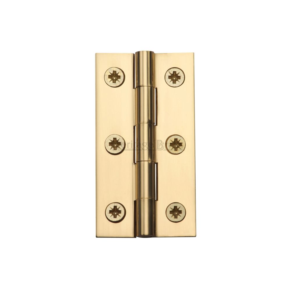 This is an image of a Heritage Brass - Hinge Brass 2 1/2" x 1 3/8" Polished Brass Finish, hg99-120-pb that is available to order from T.H Wiggans Ironmongery in Kendal.