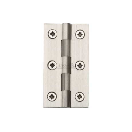 This is an image of a Heritage Brass - Hinge Brass 2 1/2" x 1 3/8" Satin Nickel Finish, hg99-120-sn that is available to order from T.H Wiggans Ironmongery in Kendal.