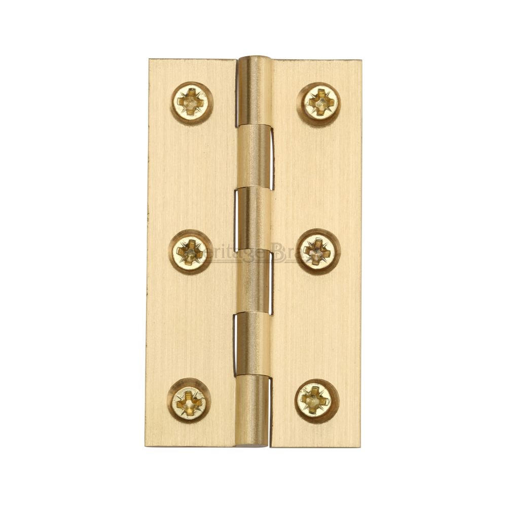 This is an image of a Heritage Brass - Hinge Brass 3" x 1 5/8" Satin Brass Finish, hg99-125-sb that is available to order from T.H Wiggans Ironmongery in Kendal.