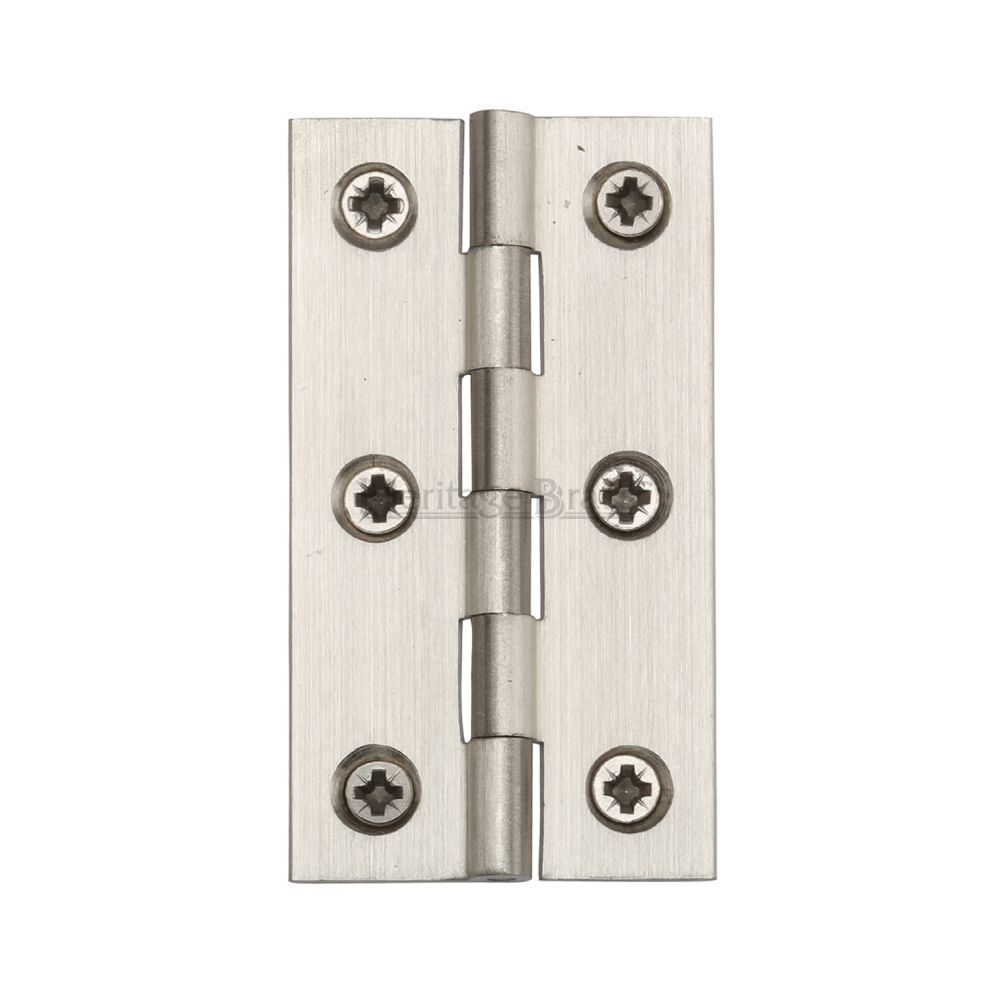 This is an image of a Heritage Brass - Hinge Brass 3" x 1 5/8" Satin Nickel Finish, hg99-125-sn that is available to order from T.H Wiggans Ironmongery in Kendal.