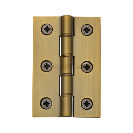 This is an image of a Heritage Brass - Hinge Brass with Phosphor Washers 3" x 2" Antique Brass Finish, hg99-345-at that is available to order from T.H Wiggans Ironmongery in Kendal.