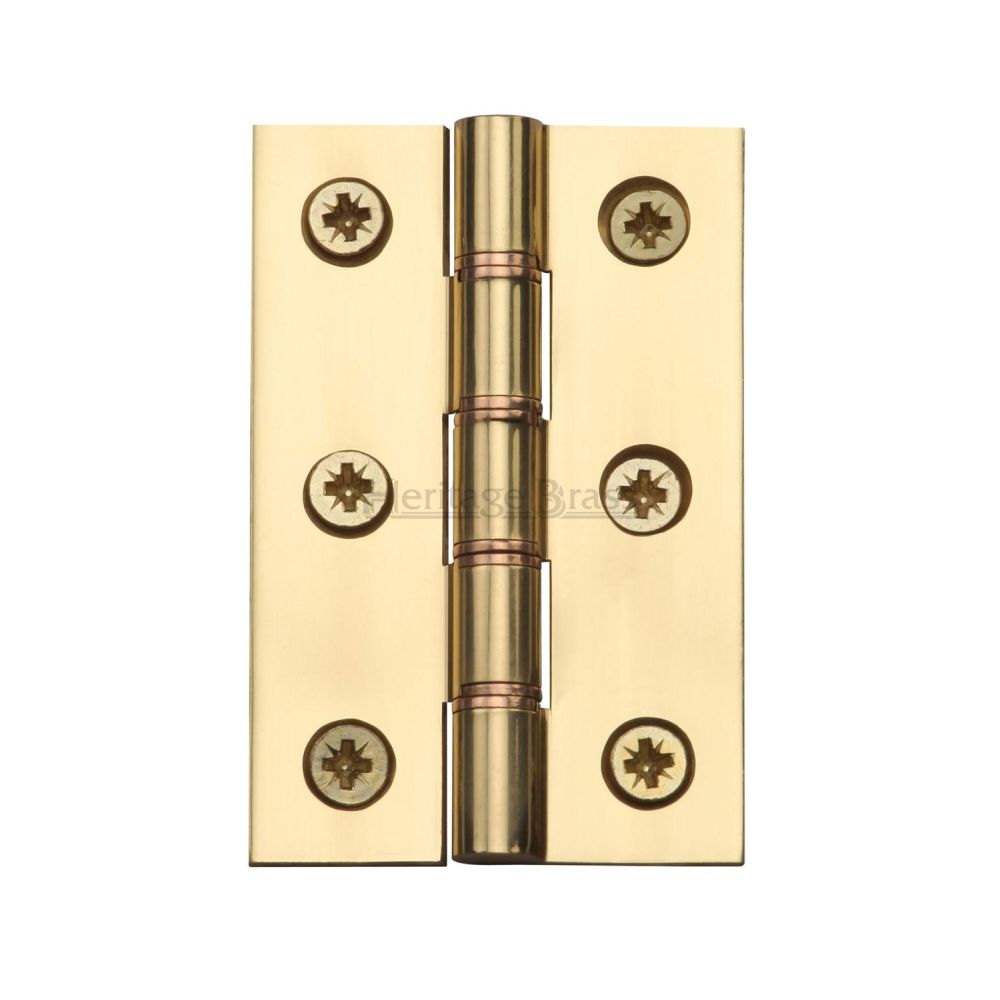 This is an image of a Heritage Brass - Hinge Brass with Phosphor Washers 3" x 2" Polished Brass Finish, hg99-345-pb that is available to order from T.H Wiggans Ironmongery in Kendal.