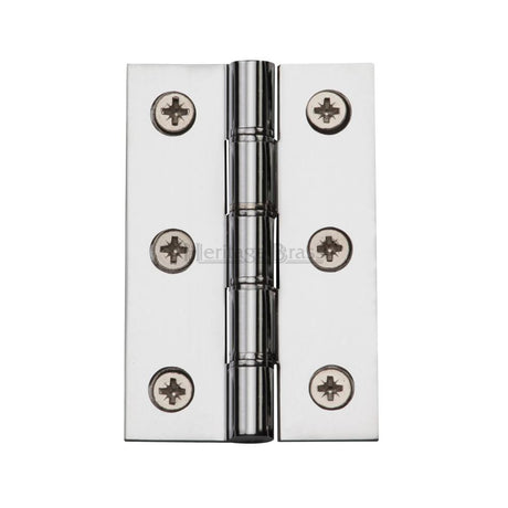 This is an image of a Heritage Brass - Hinge Brass with Phosphor Washers 3" x 2" Polished Chrome Finish, hg99-345-pc that is available to order from T.H Wiggans Ironmongery in Kendal.