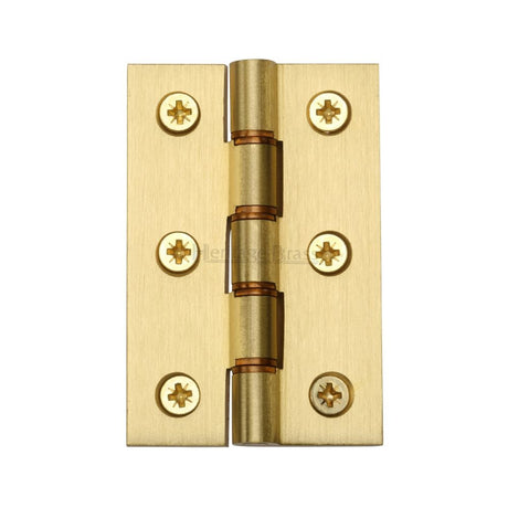 This is an image of a Heritage Brass - Hinge Brass with Phosphor Washers 3" x 2" Satin Brass Finish, hg99-345-sb that is available to order from T.H Wiggans Ironmongery in Kendal.