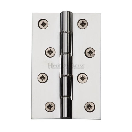 This is an image of a Heritage Brass - Hinge Brass with Phosphor Washers 4" x 2 5/8" Polished Chrome Finis, hg99-350-pc that is available to order from T.H Wiggans Ironmongery in Kendal.