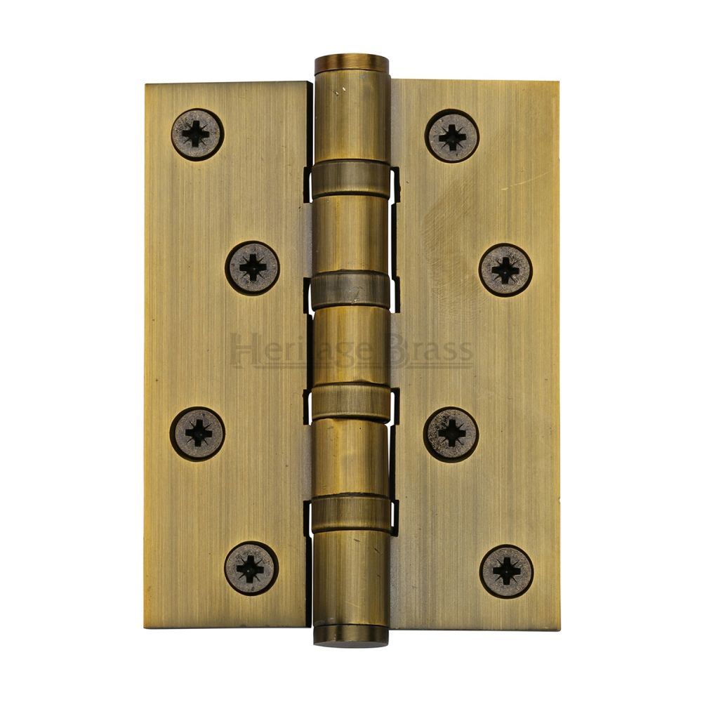 This is an image of a Heritage Brass - Hinge Brass with Ball Bearing 4" x 3" Antique Brass Finish, hg99-400-at that is available to order from T.H Wiggans Ironmongery in Kendal.