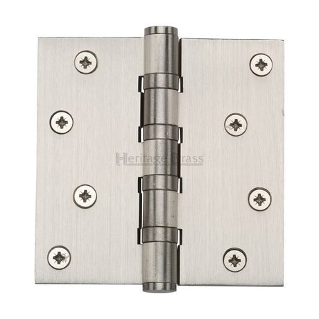 This is an image of a Heritage Brass - Hinge Brass with Ball Bearing 4" x 4" Satin Nickel Finish, hg99-405-sn that is available to order from T.H Wiggans Ironmongery in Kendal.
