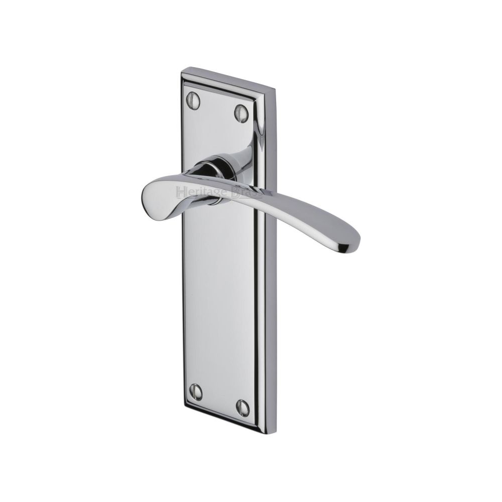 This is an image of a Heritage Brass - Door Handle Lever Latch Hilton Design Polished Chrome Finish, hil8610-pc that is available to order from T.H Wiggans Ironmongery in Kendal.