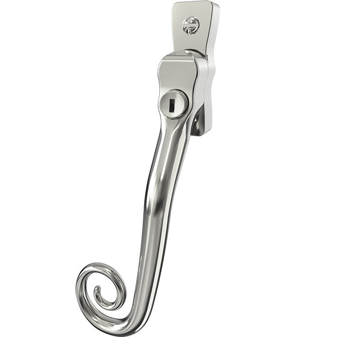 Mila Heritage Monkey Tail Casement Handle Polished Chrome Left hand